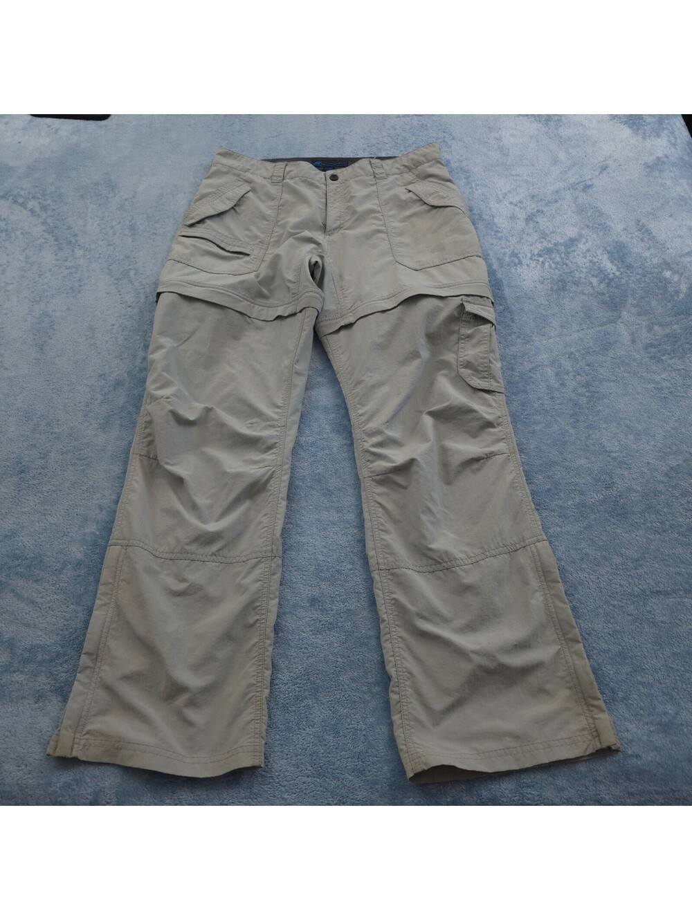 Eastern Mountain Sports Convertible Pants Women 12R Beige Nylon Zip Off Hiking